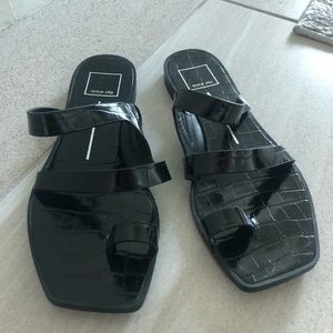 Dolce Vita Black Croco Embossed Sandals